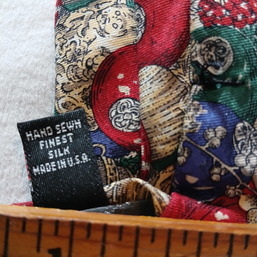 Vintage Robert Talbott Silk Tie Mens Christmas Ornaments Holiday Made USA 90s - Picture 6 of 7